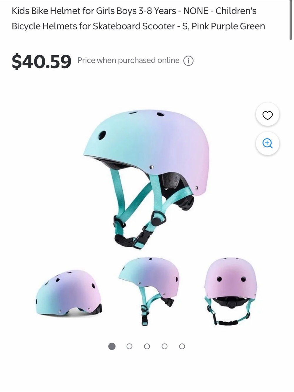 Brand New Kids Pastel Gradient Skate Helmet in Pink Blue Green
